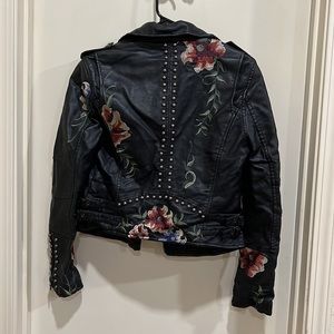 Blank NYC Leather Jacket with Flower embroidery